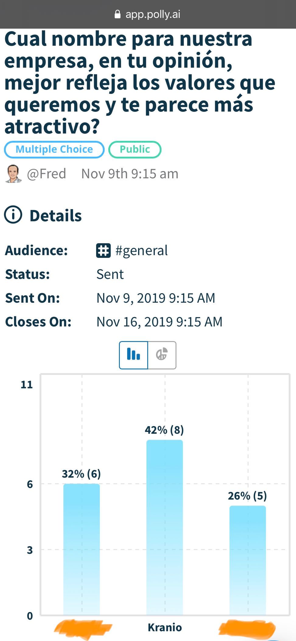 votación rebranding en slack kranio