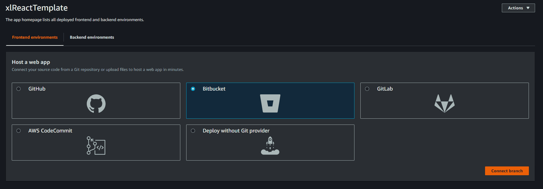 template selection for frontend