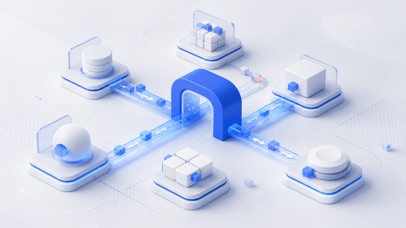 Ilustración de APIs y arquitectura de microservicios