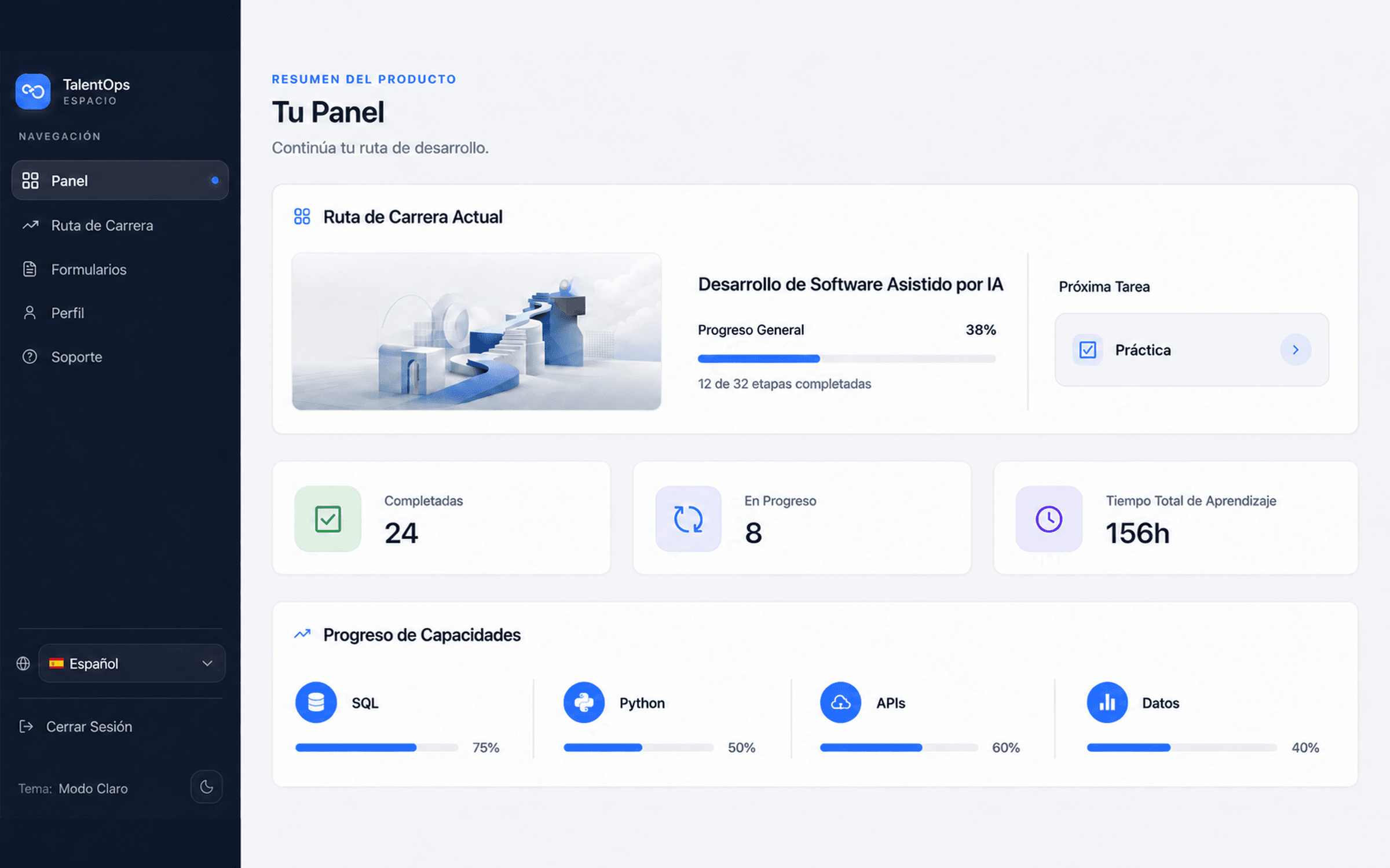 TalentOps product interface showing Career Path progression